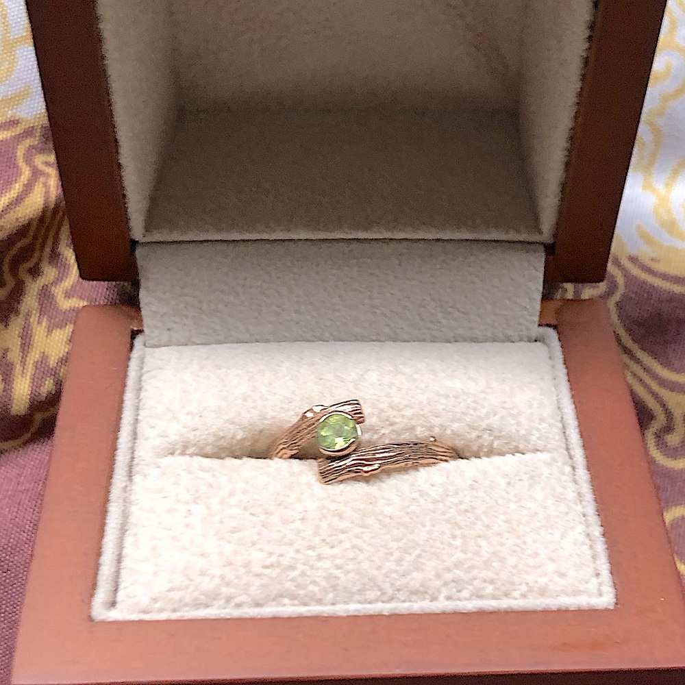 Green Peridot gemstone ring